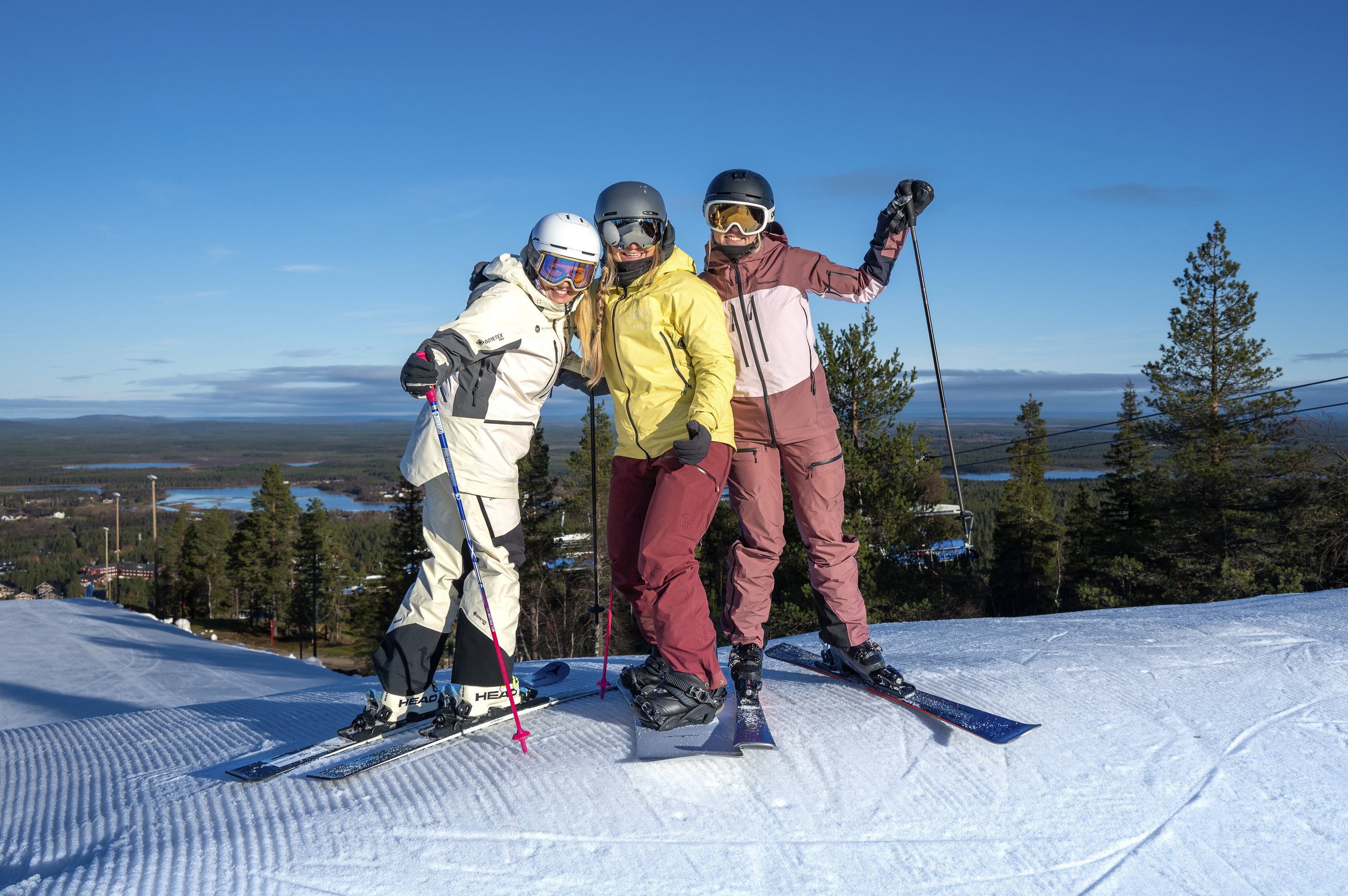 Corporate team enjoying winter activities at Levi Ski Resort, Finland.
